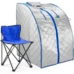 Durasage Infrared IR Far Portable Indoor Personal Spa Sauna with Heating Foot Pad and Chair, X-Large, Silver