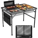 WildFinder 3x2 ft Folding Grill Table, Portable Camping Table for Outside, Adjustable Height Folding Table with Desktop & Mesh Bag, Lightweight