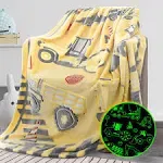 REXEO Tractor Blanket Glow in The Dark Truck Blanket for Kids Cute Soft Excavators Blanket for Boys Fleece Construction Toddler Boy Blanket Birthday