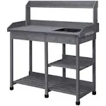 Yaheetech Garden Center 47.6&#034;X17.7&#034;X45<wbr/>.2&#034; Wood Sink Potting Bench Gray 22.93 Lb