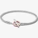 Pandora Signature Two-Tone T-Bar Snake Chain Bracelet