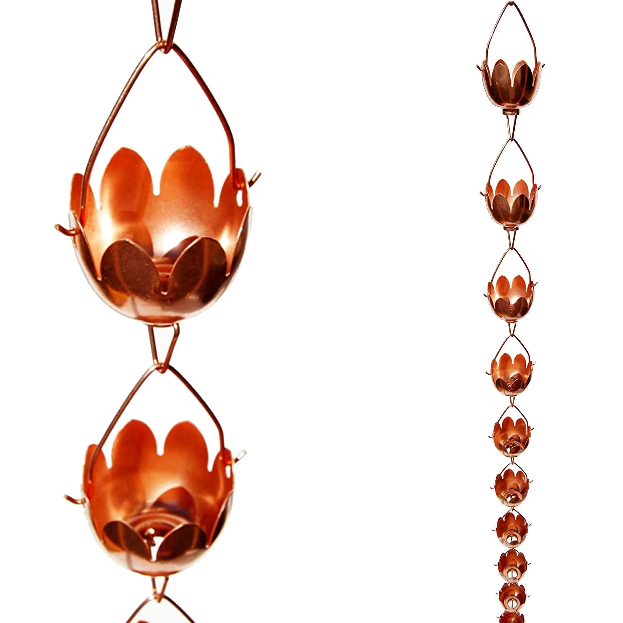 Stanwood Rain Chain - Copper Rain Chain Lotus Lily Flower 8-ft