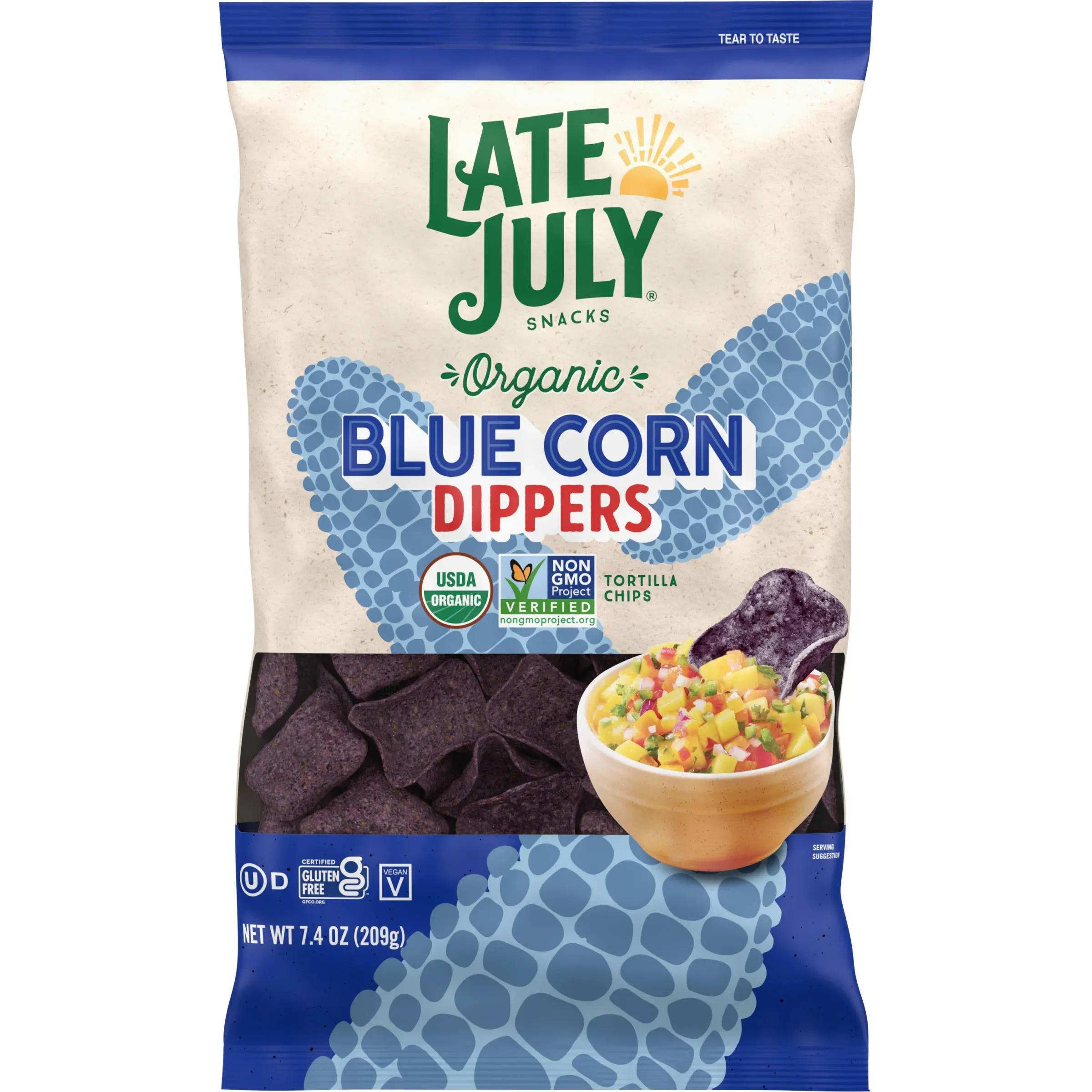 Late July Dippers Tortilla Chips Blue Corn 7.4 oz