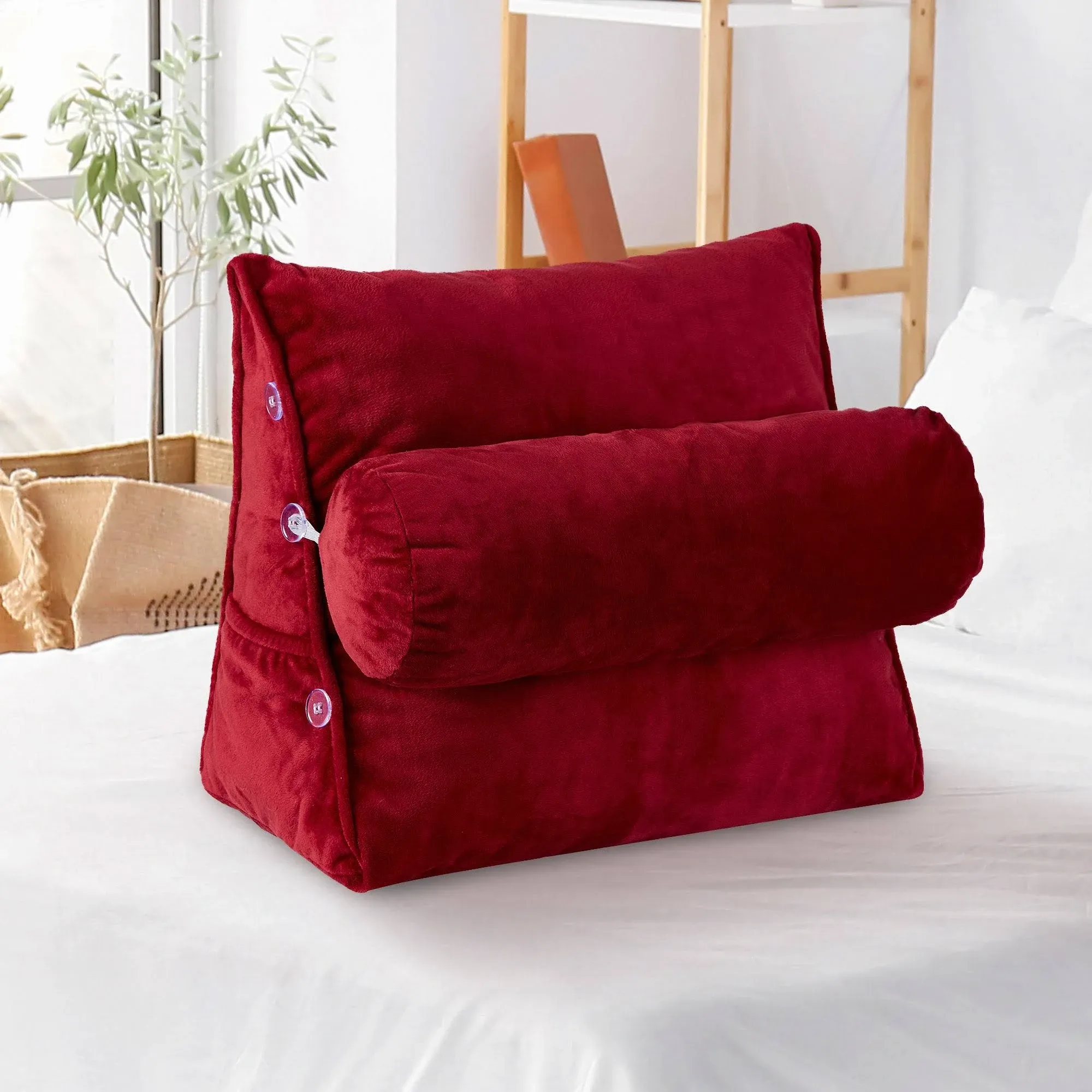 Cheer Collection Wedge Pillow with Detachable Bolster (Maroon)