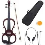 Cecilio CEVN Style 2 Silent Electric Solid Wood Violin with Ebony Fittings - Metallic Red Mahogany | Reverb