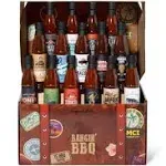 "Thoughtfully Gourmet, Bangin' BBQ Sauce Variety Pack in a Travel Themed Suitcase, Vegan and Vegetarian, Flavors Include Mango, Flaming Bacon, Chipotle, Garlic and More in Glass Bottles, Pack of 15"