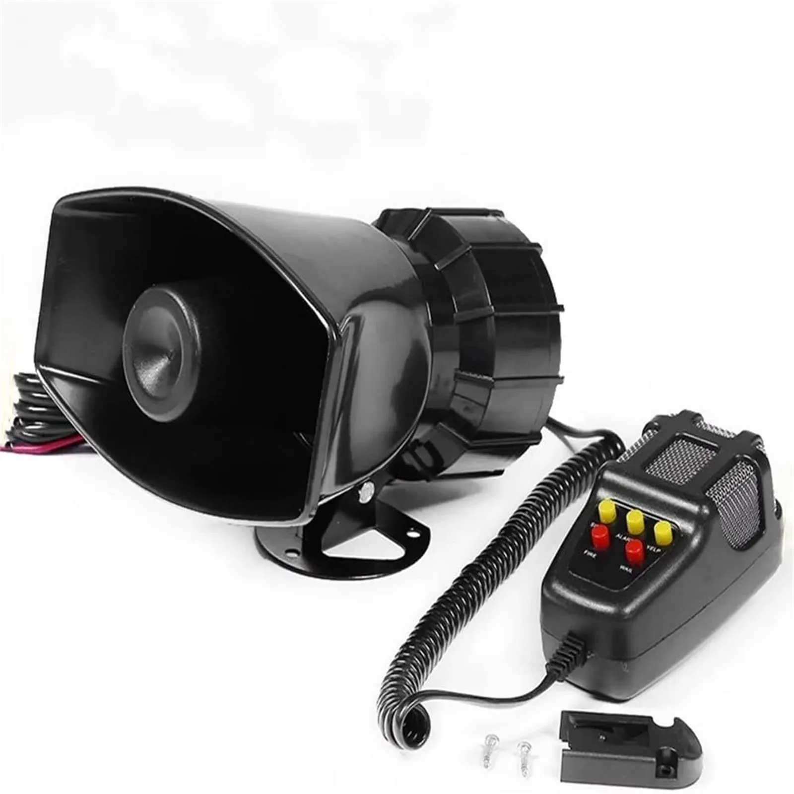 RULLINE 5 Tone Sound Car Siren Vehicle Horn with Mic Pa Speaker System Emergency Sound Amplifier - 60W Electric Ambulance/Horn-Hoote/Siren/Traffic