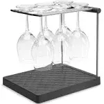 KOHLER K-8628-CHR Wine Glass Drying Rack, Wine Glasses Rack Organizer, Folding Drying Rack for 6 Wine Glasses, Charcoal