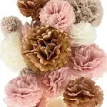 Vidal Crafts 20 Pcs Party Tissue Paper Pom Poms Kit 14", 10", 8", 6" Tissue Paper Flowers Decorations for Wedding, Birthday, Bachelorette, Baby Shower, Nursery (Black, Silver, White, Polka dot)