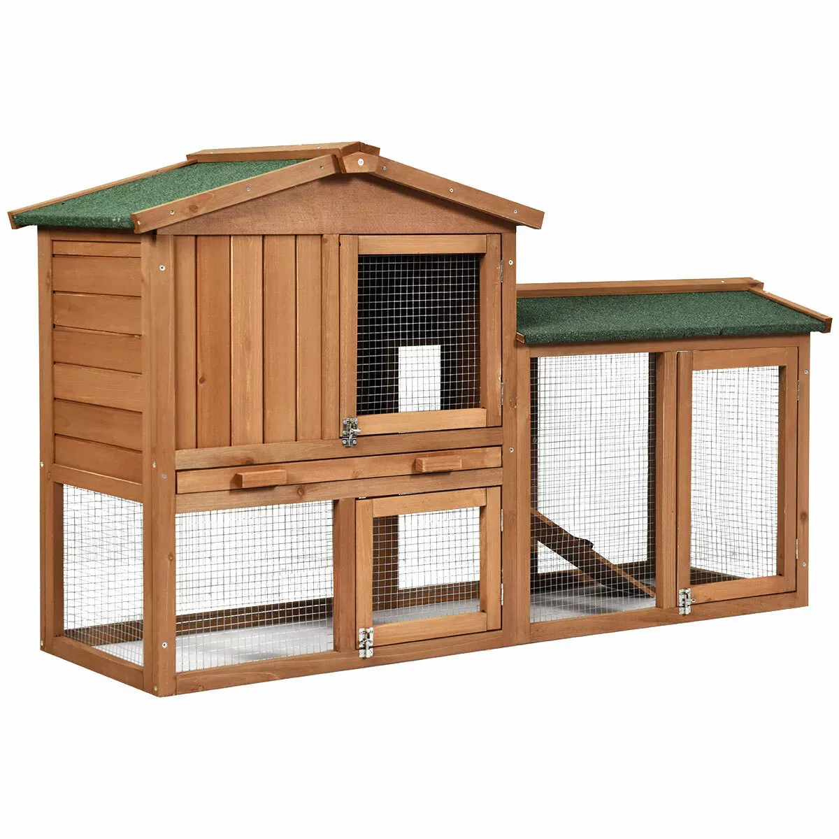 71" Chicken Coop Backyard Hen House Wooden Tractor Poultry House for Indoor Outdoor, with Chicken Nesting Box, Wheels, Waterproof Roof, Pull Out Tray