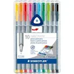 Staedtler Triplus Fineliner Pourous Point Pens, Assorted - 10 Pack