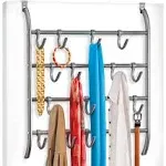 Lynk® Over Door Hooks Rack - 16 Hook Over Door Hanger - Platinum