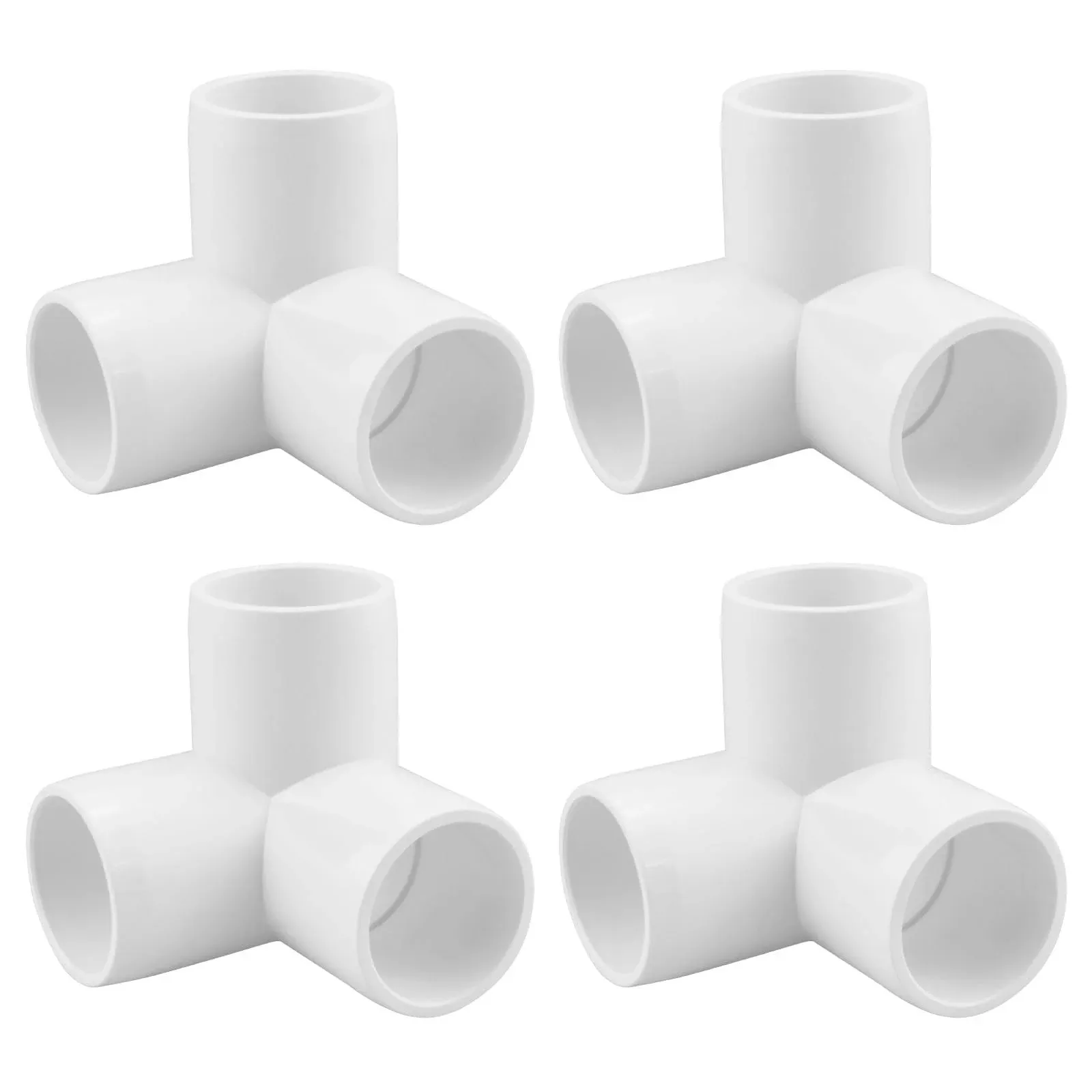 SDTC Tech 4-Pack 1 inch 3 Way PVC Fitting Elbow Furniture Grade Pipe Connector for DIY PVC Shelf Garden Support Structure Storag