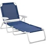 Outsunny Blue Casual Fabric Folding Outdoor Chaise Lounge