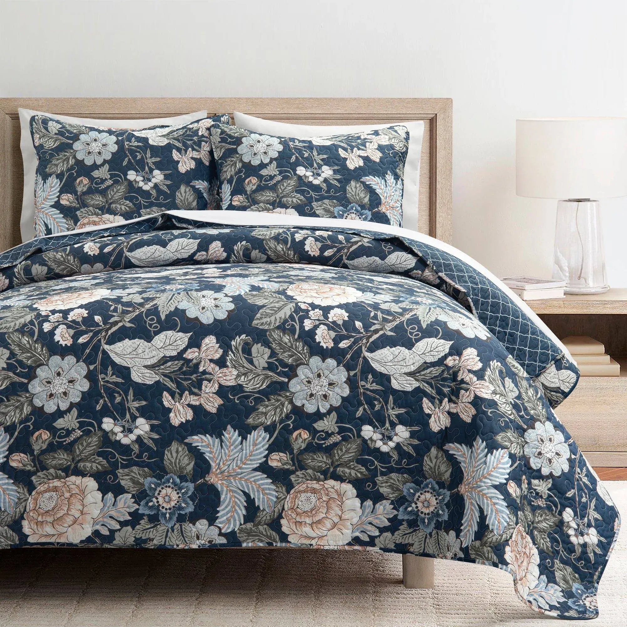 Sydney 3 Piece Quilt Set - Navy_Multi / Full/Queen