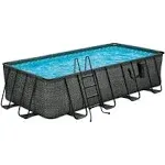 Funsicle 18' x 9' x 52" Oasis Rectangle Outdoor Above Ground Swimming Pool, Gray