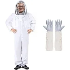 Professional Beekeeping Suit Outfit Apiarist Full Body Suit Beekeeping Jacket with Gloves&Ventilated Hood Beekeeper Hat with Netting Protection for Backyard Beginner Beekeepers (XL)