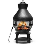 Costway Patio Fire Pit Chimenea Fireplace Wood Burning Heater Garden Backyard