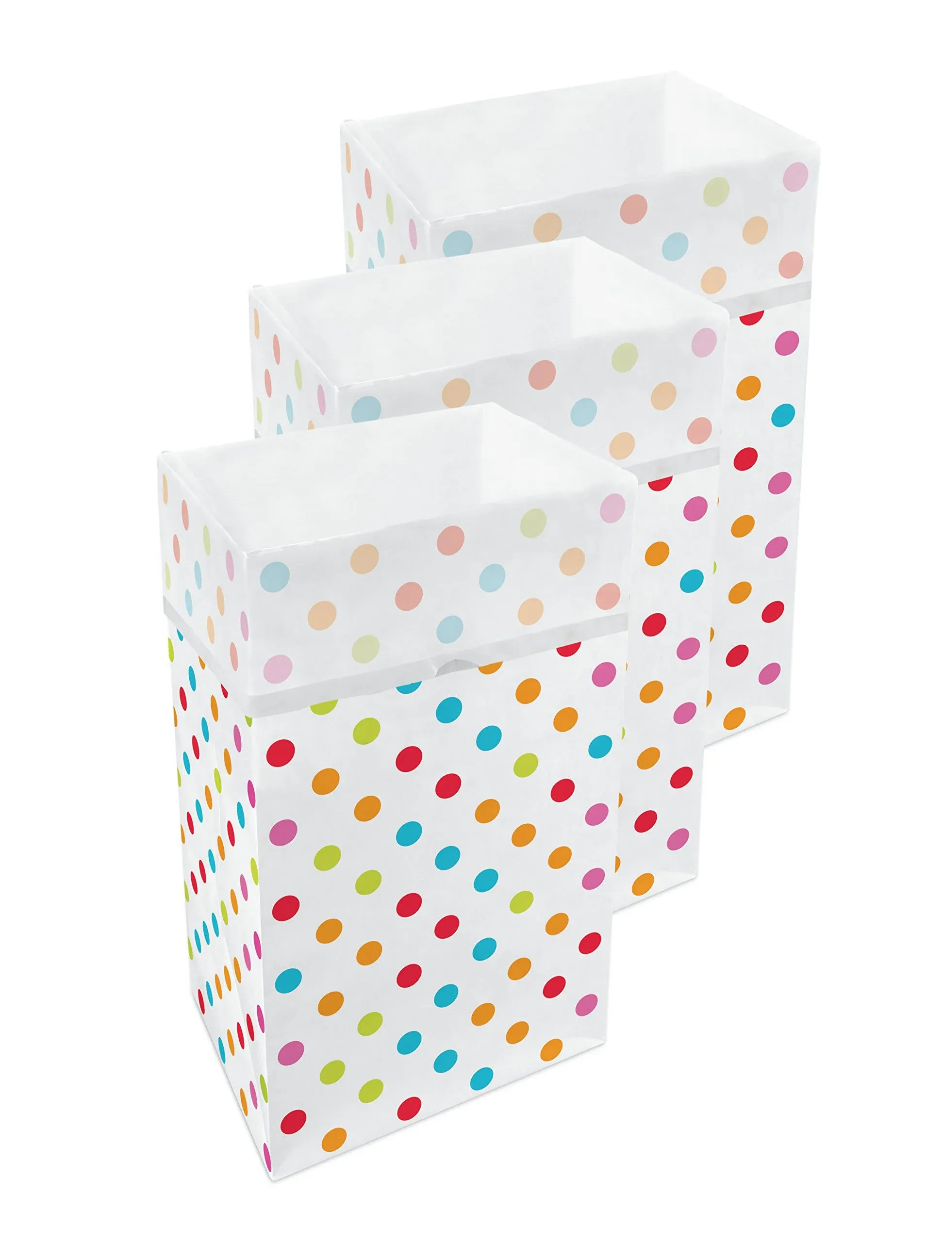 30 Gallon Disposable Trash Cans (3-Pack). Reusable Garbage Polka Dot Pattern