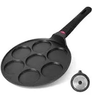 Cainfy Pancake Pan Maker Nonstick Induction Compatible 10.5 Inch Mini Non Stick Silver Dollar Grill Blini Griddle Crepe Pan