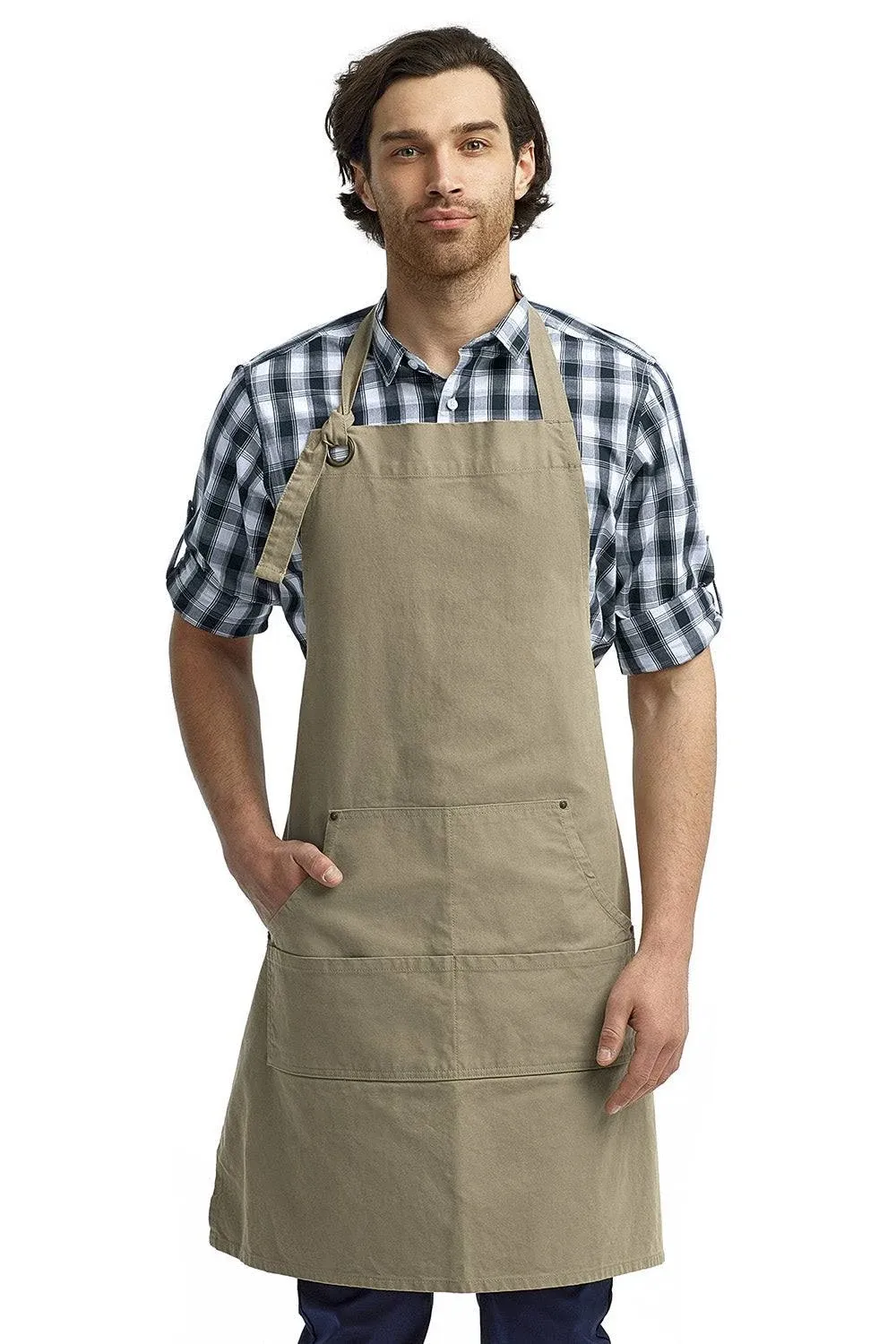 Artisan Collection by Reprime RP137 - Calibre Heavy Cotton Canvas Pocket Apron Khaki Os