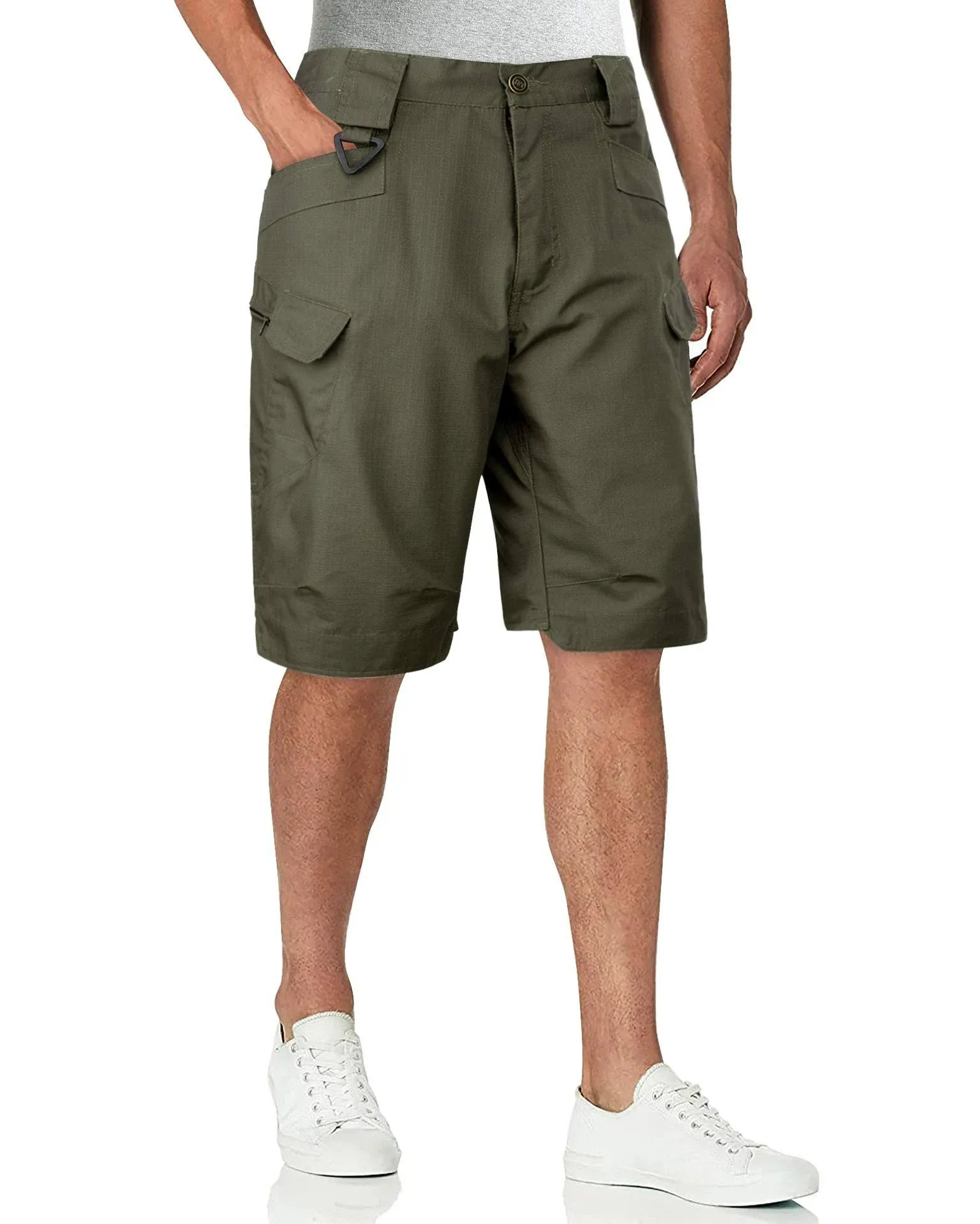 Alimens & Gentle Men's Cargo Short Elastic Waist Multi-Pocket Outdoor Military Tactical Shorts