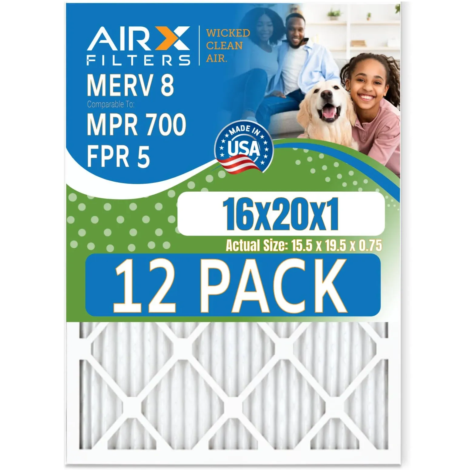 AIRX FILTERS WICKED CLEAN AIR. air filter merv 8 rating 12 pack of furnace filters comparable to mpr 700 & fpr 5