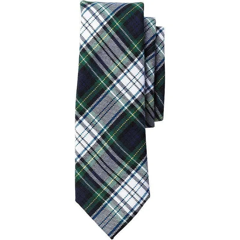 Lands' End School Uniform Kids Pre Tied Tie - Small - White Plaid