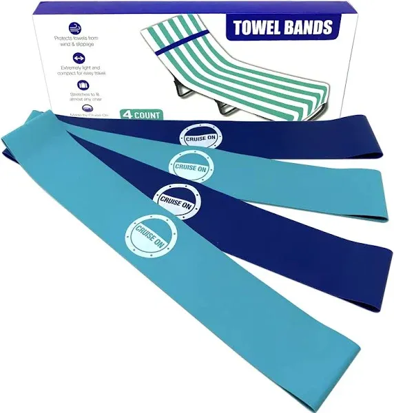 Towel Bands (4 Pack) - The Better Towel Chair Clips Option for Beach, Pool & Cruise Chairs in 2023, 2024 & 2025