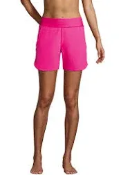 Lands' End Women's 9" Quick Dry Elastic Waist Modest Board Shorts Swim Cover-up Shorts