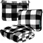 PAVILIA Travel Blanket Pillow, Soft Airplane 60 x 43 inches, Checker White 