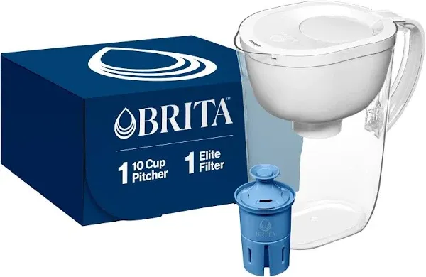 Brita Large Water Filter Pitcher for Tap and Drinking Water,  Black