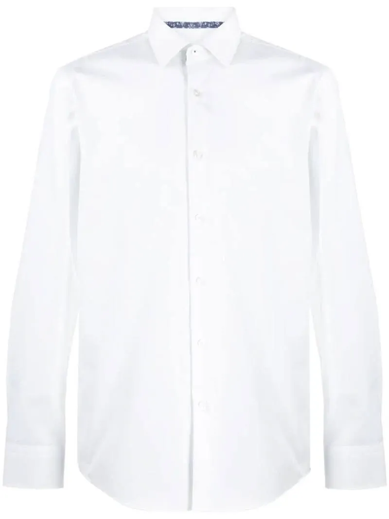 Jordi Slim Fit Band Collar Cotton Dress Shirt In White