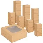 Juvale 50 Pack Kraft Pastry Boxes with Window, Cupcake Box for Bakery, Cookies, 6 x 2.5 Inches