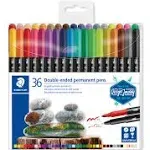 STAEDTLER 3187 TB36 Double Ended Permanent Pens, Assorted Colour, Pack of 36