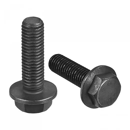 sourcing map Metric M12x40mm Hex Flange Bolts, 6pcs 10.9 Grade Carbon Steel Hexagon Head Screws