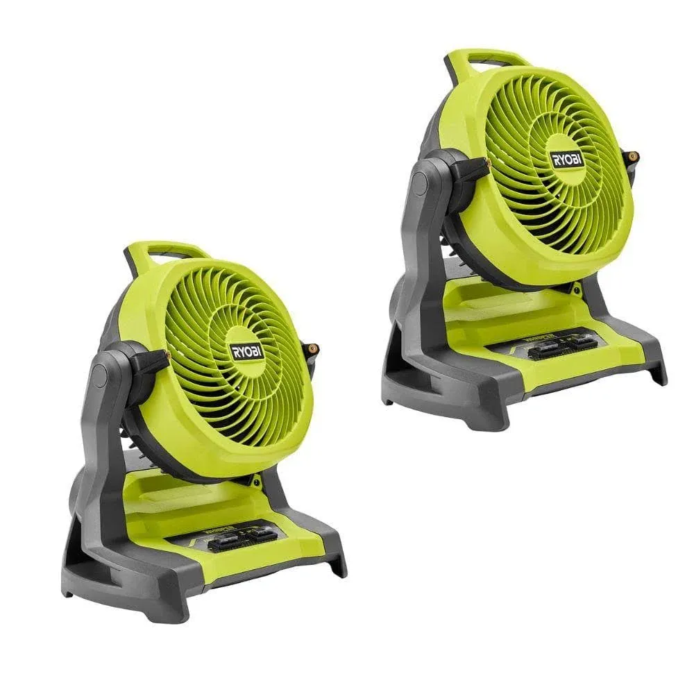 RYOBI ONE+ 18V Cordless 7-1/2 in. Bucket Top Misting Fan 2-Pack (Tools Only) PCL851B2SB