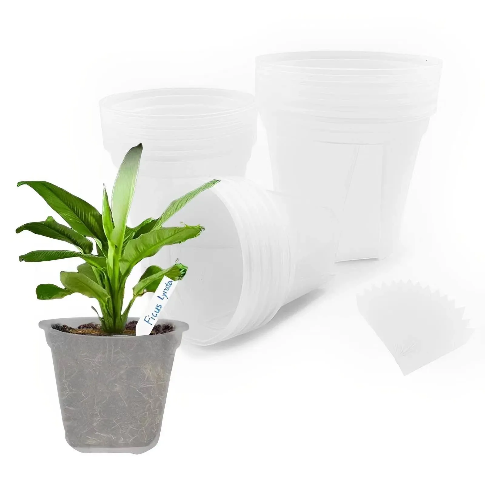 15 Pack Clear Nursery Pots for Plants 4/5/6 Inch Reinforced Transparent Plastic 