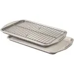 Circulon Total Bakeware Set Nonstick Cookie Baking Sheets with Cooling Rack, 3 Piece, Gray