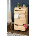 Linon Callie Eight Drawer Wood Rolling Storage Cart in Natural