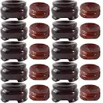 NSBELL 20PCS 2 Sizes Wooden Egg Stands Holders Displays Stand Ball Egg Base for Crystal Ball Sphere Globe Stone Decor Dark Red Color