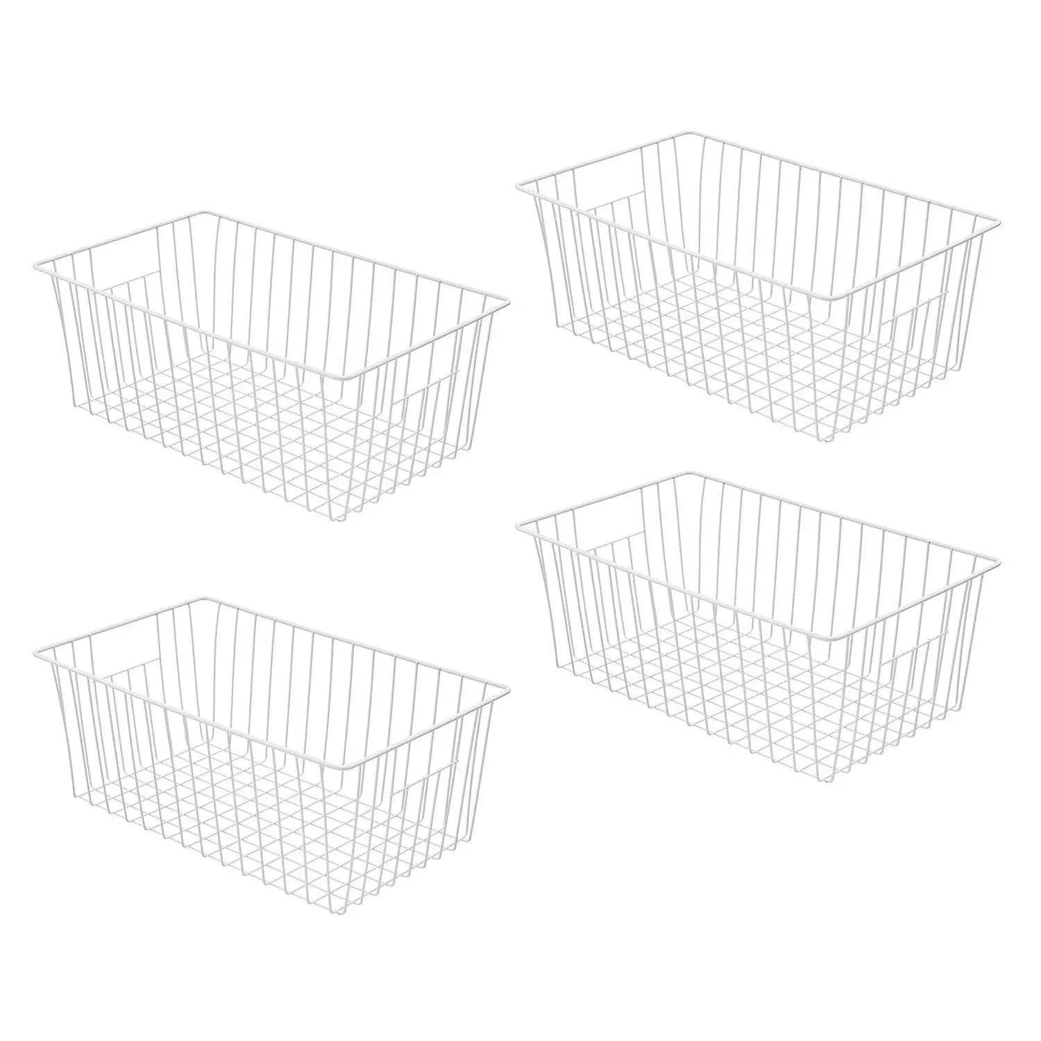 16Inch Freezer Wire Storage Baskets, Refrigerator Organizer Bins with Handles, L