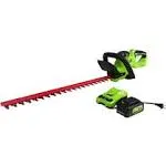 Greenworks 22 in. 24V Cordless Hedge Trimmer with 4.0 Ah USB Battery & Charger