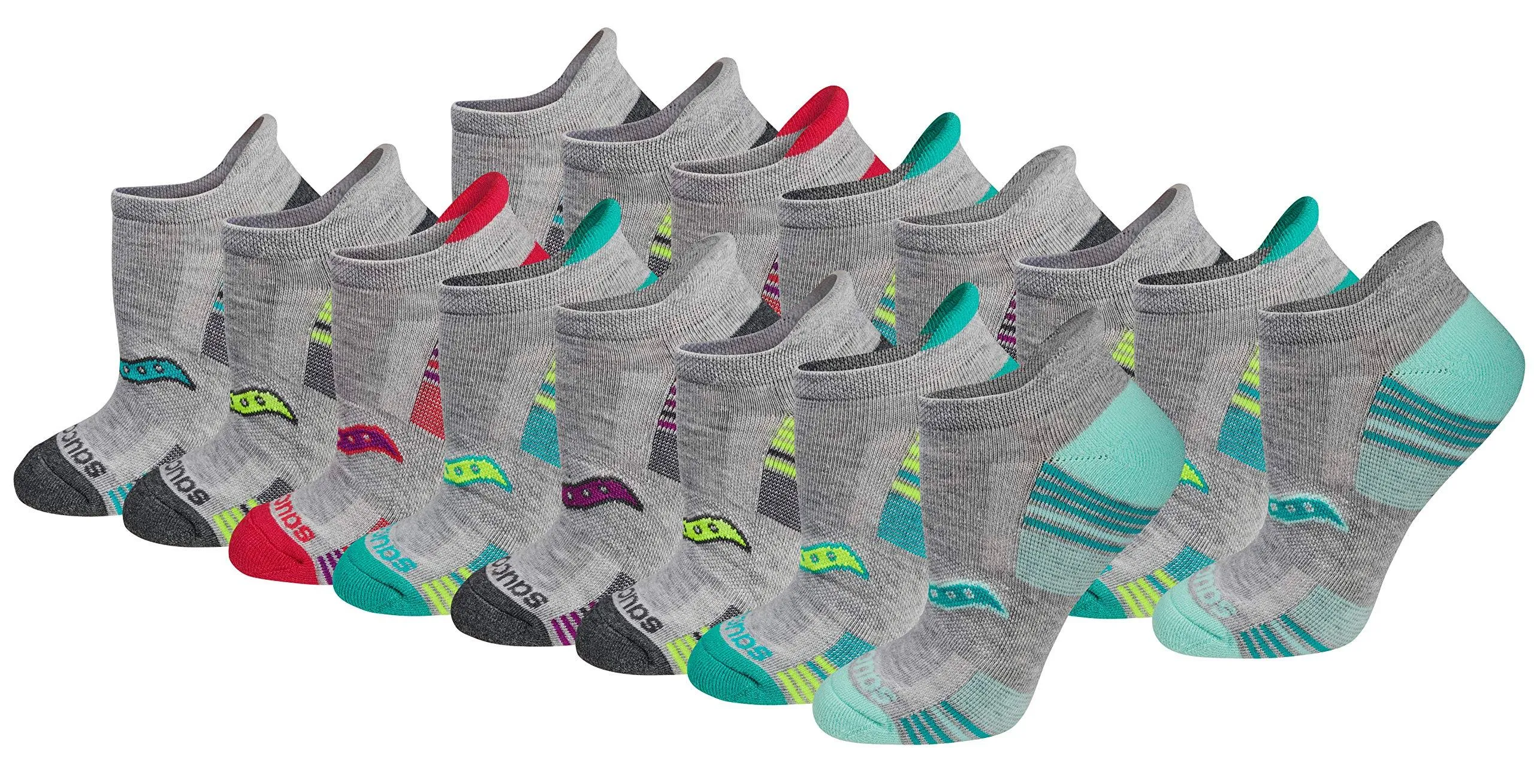 Saucony Women's RunDry Performance Heel Tab Athletic Socks, Available in S-L (8, 16, 24 Pairs)