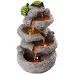 Esterno Turtle Tabletop Fountain, Turtles in Waterfall Decorative Statue Relaxing Water Feature