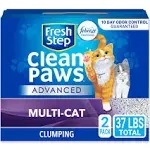 Fresh Step Advanced Clumping Cat Litter, Clean Paws Multi-Cat, Extra Large, 37 lbs Total (2 Pack of 18.5 lb Boxes)