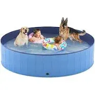 Niubya Foldable Dog Pool, Collapsible Hard Plastic Dog Swimming Pool, Portable Bath Tub for Pets Dogs and Cats, Pet Wading Pool for Indoor and Outdoor