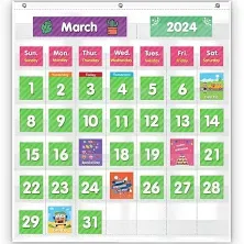 EAMAY Classroom Monthly Calendar Pocket Chart for 2.75 * 2.75 Cards,Homeschool Supplies and Classroom Must Haves! Only Chart(Black)