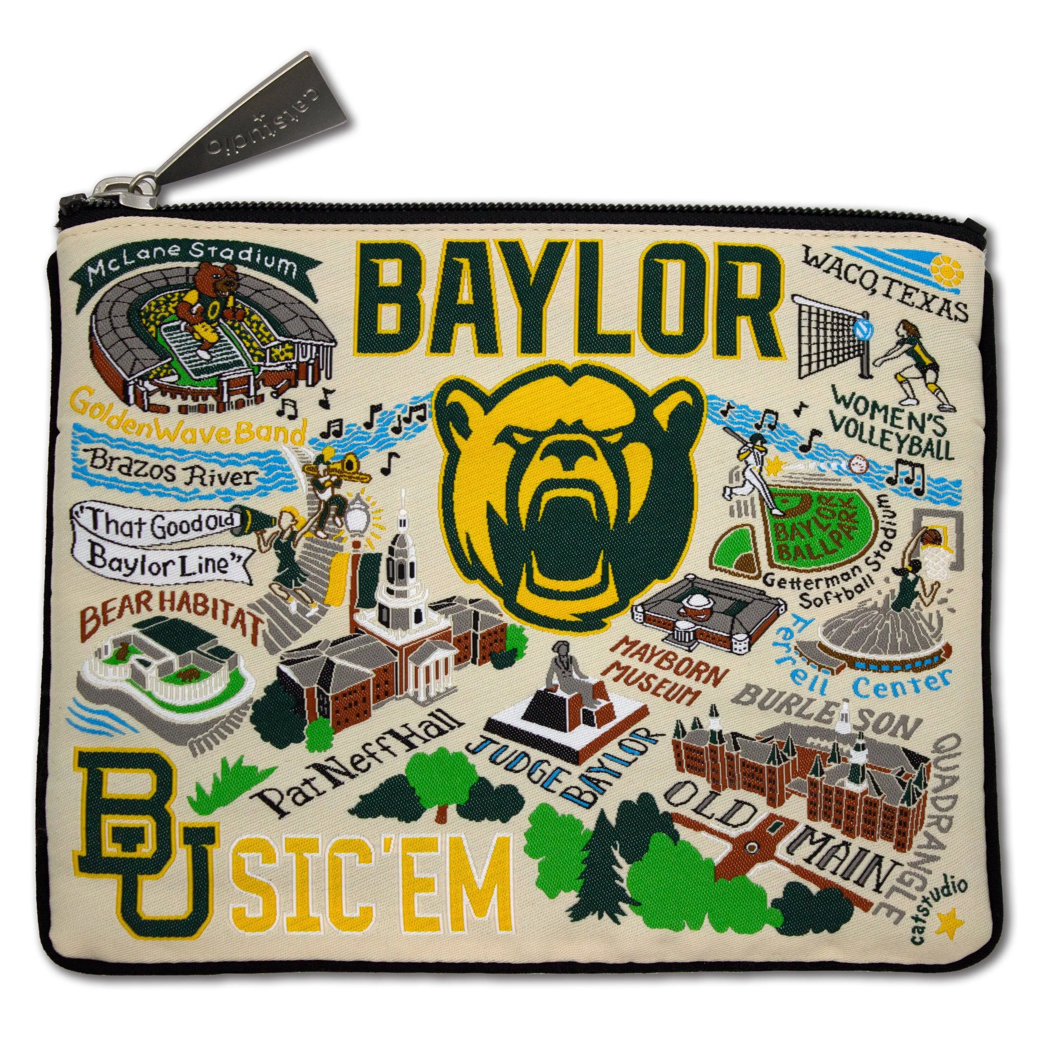 catstudio Baylor University Collegiate Zipper Pouch Purse | Holds Your Phone, Coins, Makeup, Dog Treats, & Tech Tools