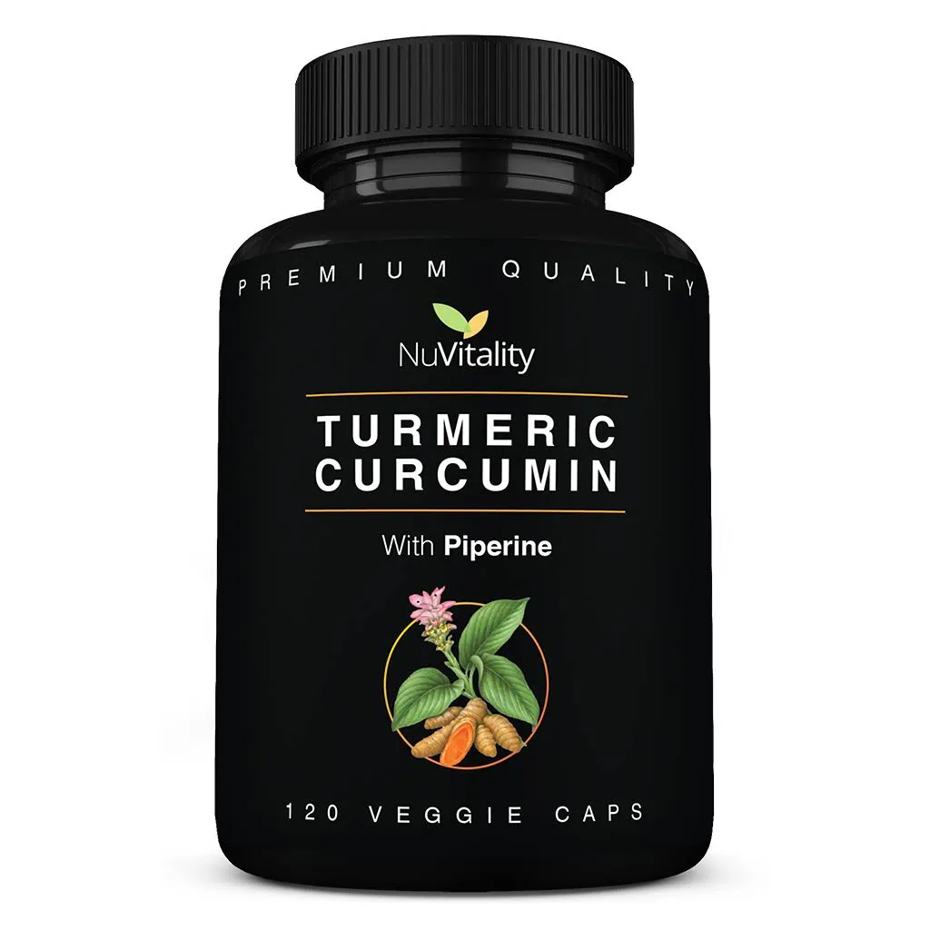 Turmeric Curcumin with Black Pepper Extract (Piperine) 120 Veggie Tumeric Capsules Premium 95% Standardized Curcuminoids Best Absorption & Poten